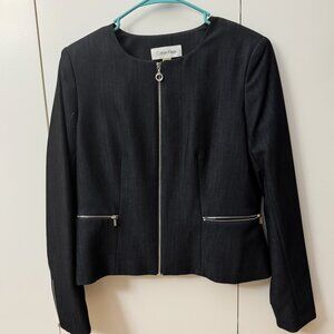 Calvin Klein Denim Navy Zip Front Blazer